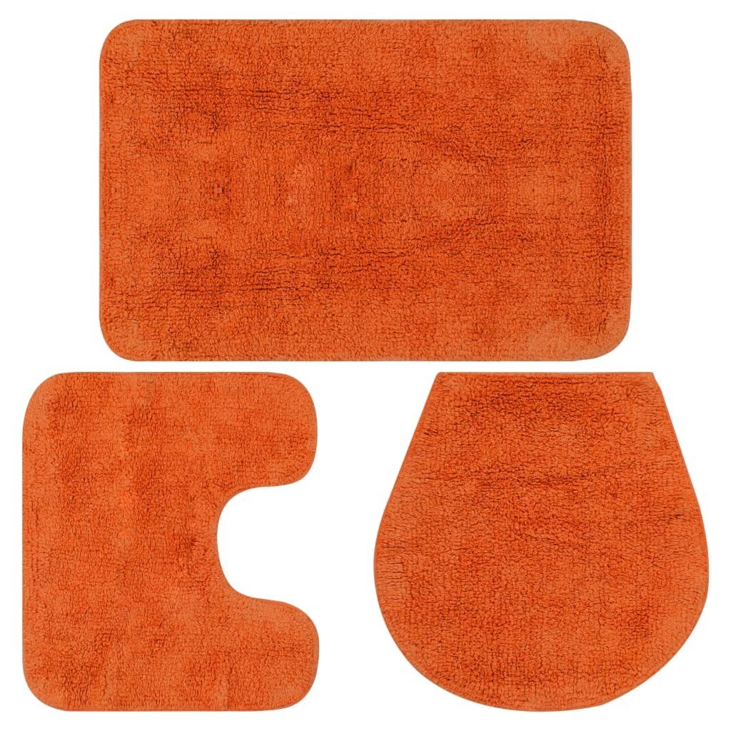 Bathroom mat set 3 pcs Orange Fabric