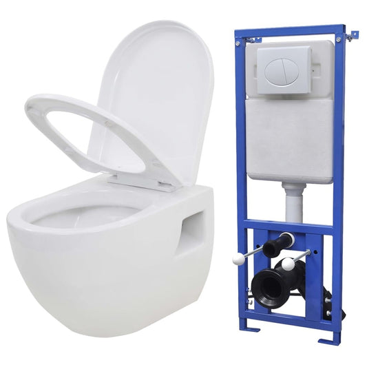 Wall toilet with concealed cistern Ceramic White