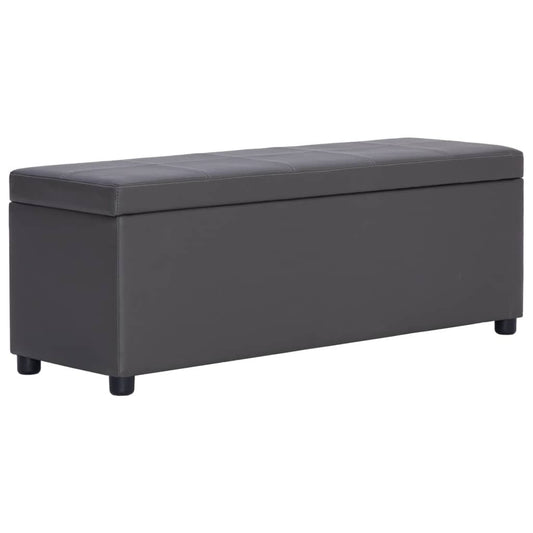 Bench with storage compartment 115 cm Gray Leatherette