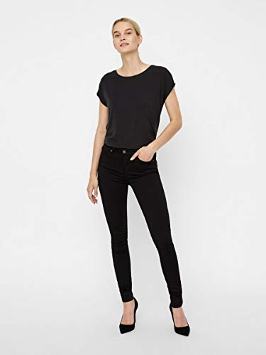 VERO MODA Damen VMLUX NW SUPER Slim BA037 NOOS Jeans, Black Black, 38W / 30L