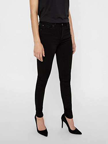 VERO MODA Damen VMLUX NW SUPER Slim BA037 NOOS Jeans, Black Black, 38W / 30L