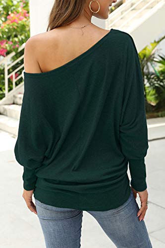 Odosalii Damen Langarm Schulterfrei Pullover Sweatshirt