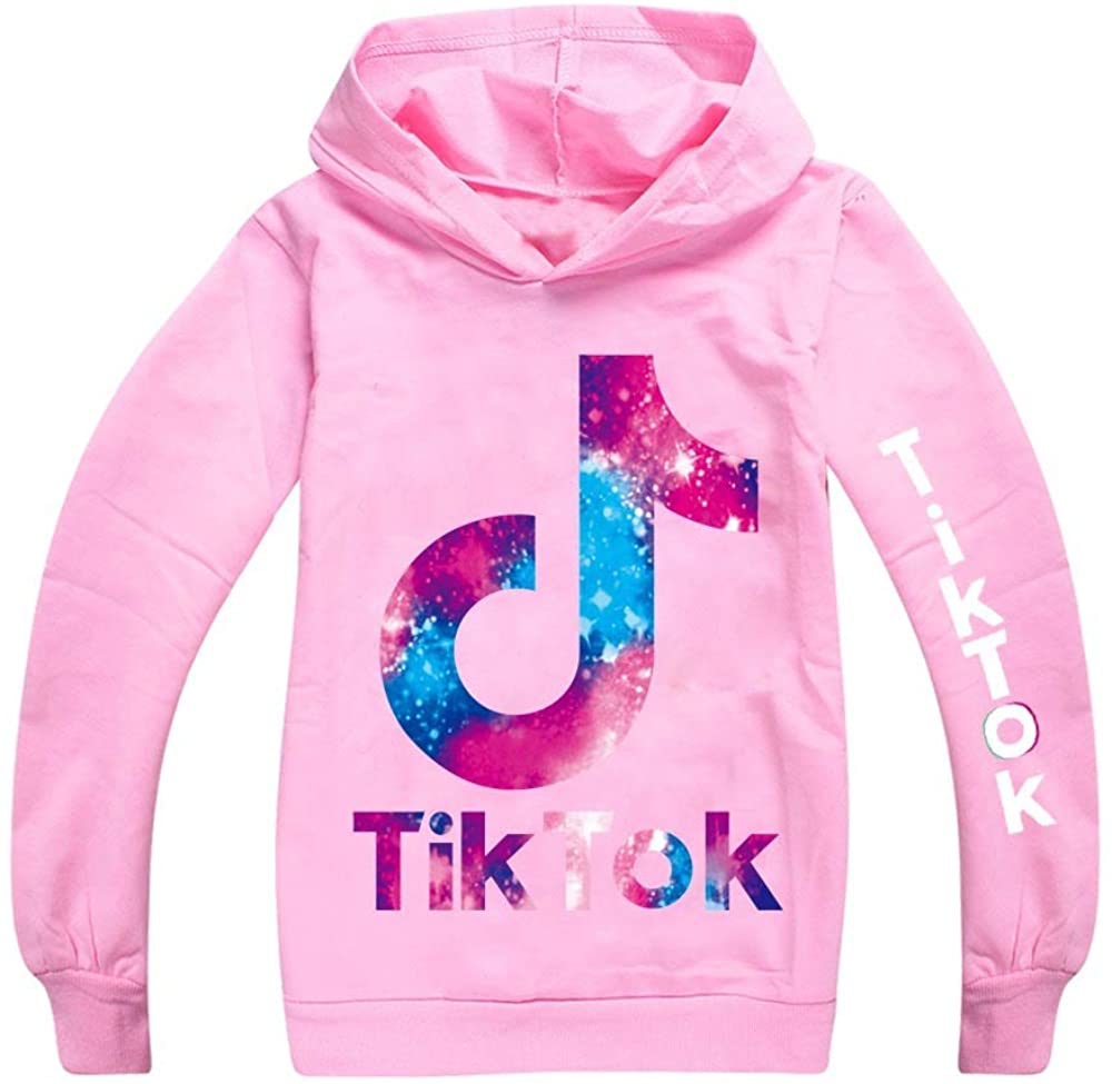 zhaojiexiaodian Tik Tok Pullover Girls, Tic TOC Suit, Pullover Girls Boys Clothing Hoodie and Trousers Pullover Hoodie Tops C-pink 120