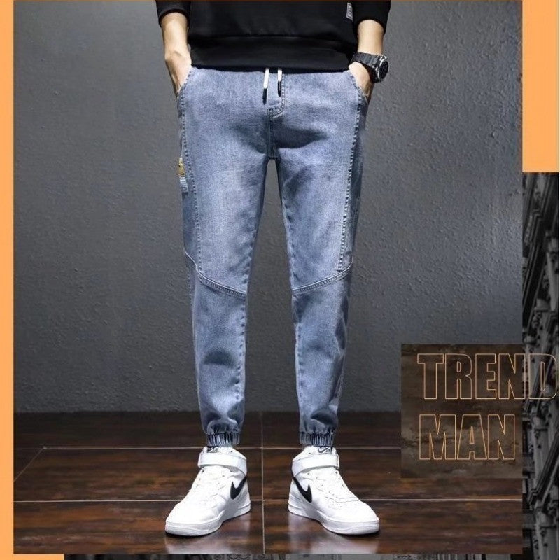 Autumn Men's Jeans Trendy Brand Tooling Harem Nine Points