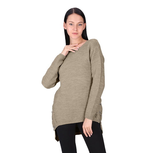 Crewneck Pullover Casual Loose Knitted Sweater Long Sleeve Tops