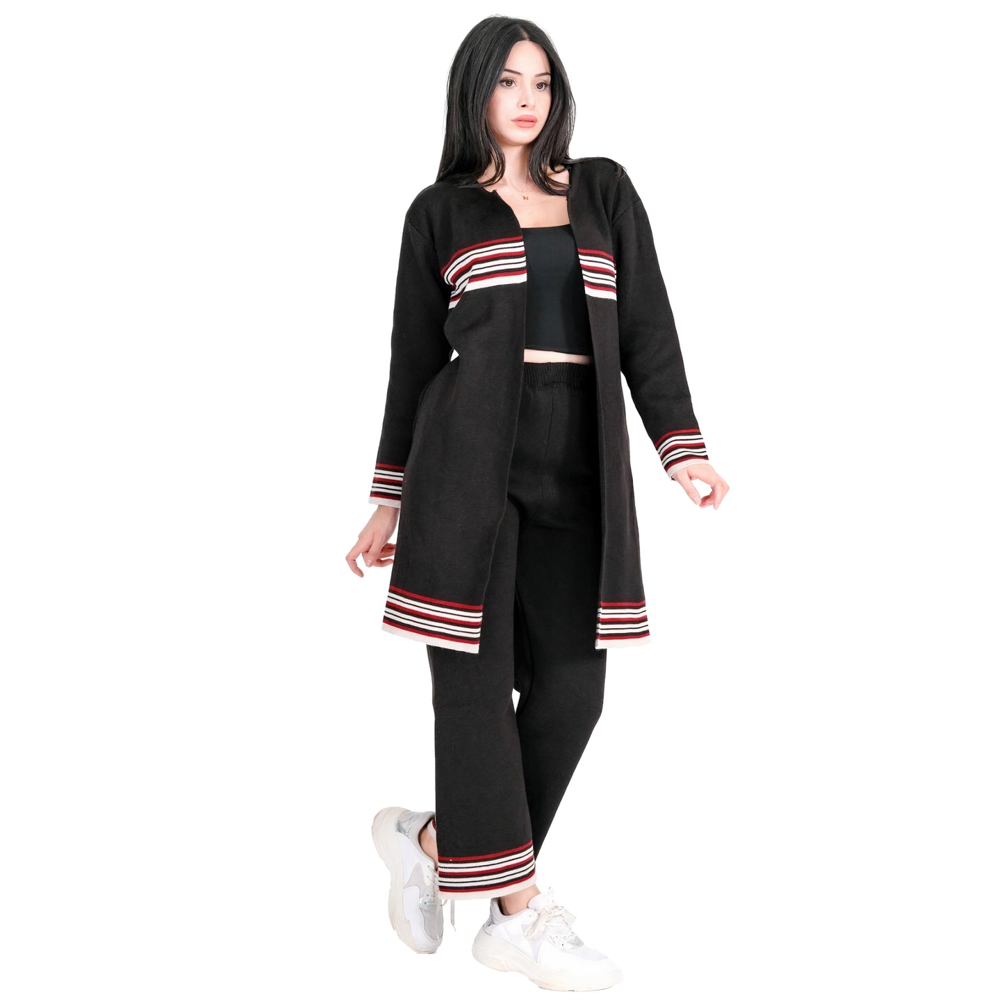 Two Piece Long Outfit Jacket Set for Women Knit Sweater