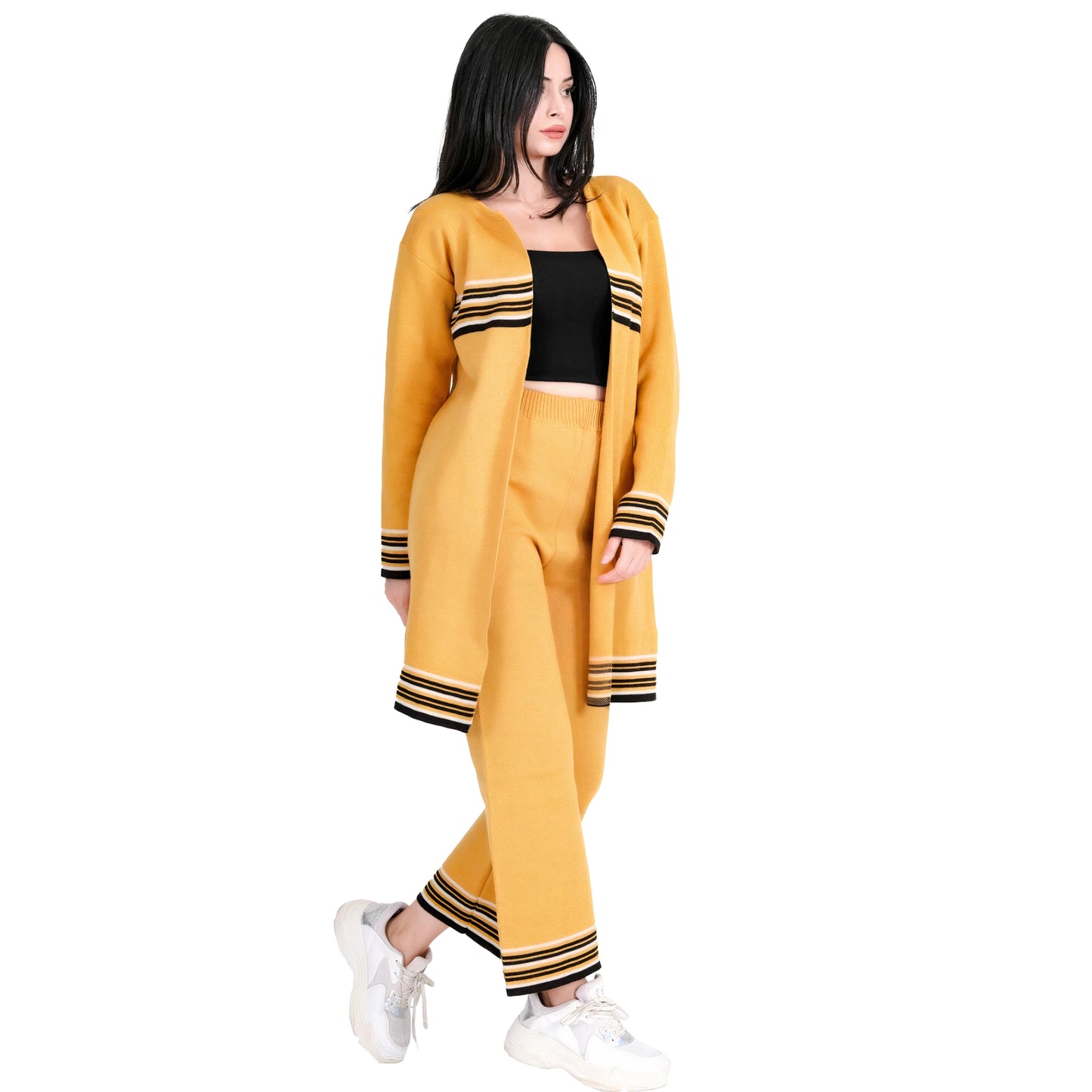 Two Piece Long Outfit Jacket Set for Women Knit Sweater