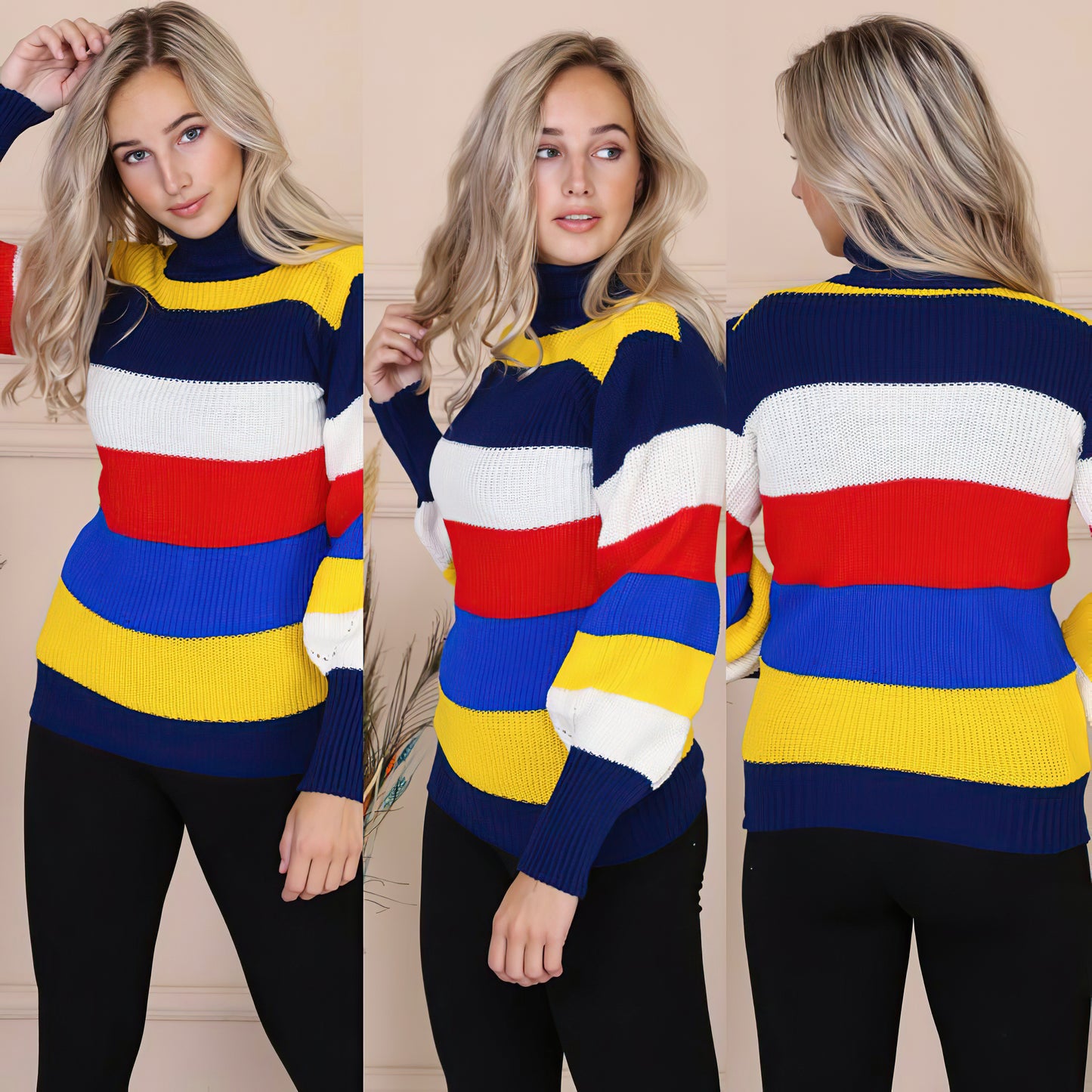 Turtleneck pullover casual long sleeve sweater for women