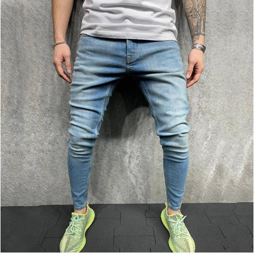 Fashion Light Blue Ripped Slim Fit Jeans