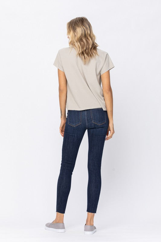 Judy Blue Raw Hem Skinny Cropped Jeans