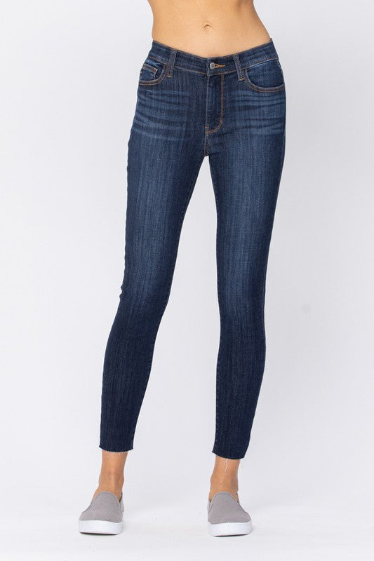 Judy Blue Raw Hem Skinny Cropped Jeans