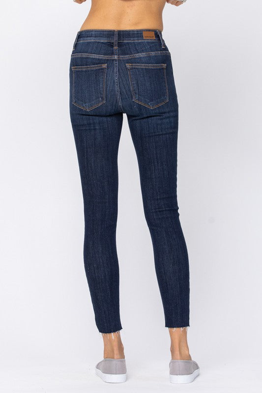 Judy Blue Raw Hem Skinny Cropped Jeans