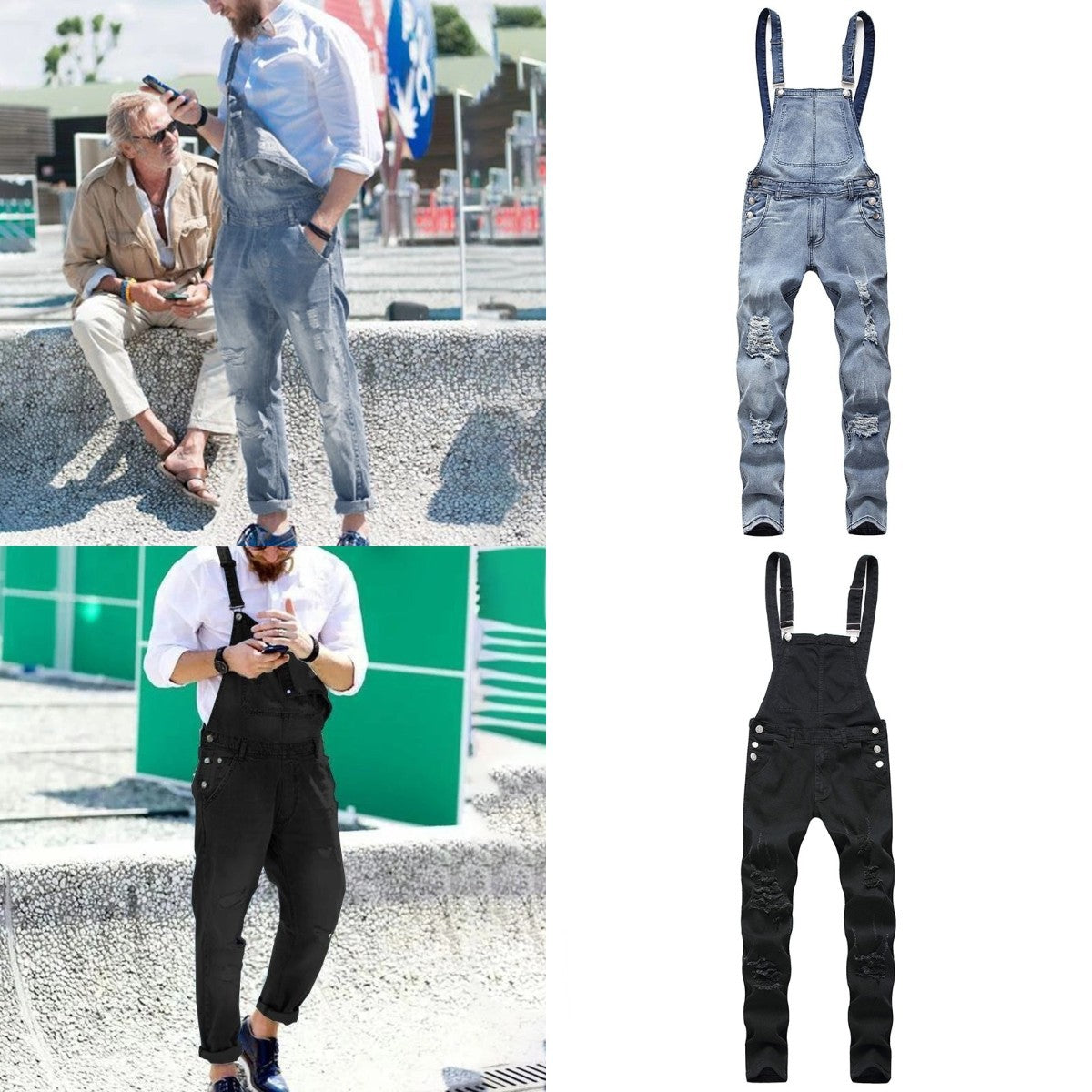 Fashionable Men's Suspender Denim Rompers