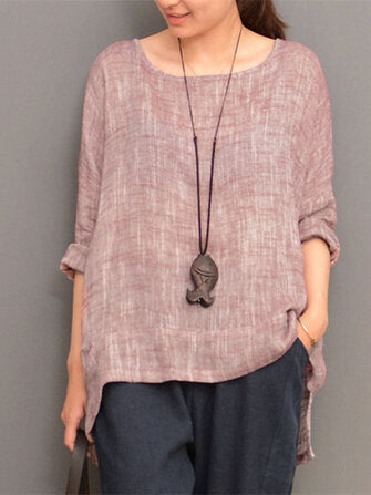 Irregular Crew Neck Casual Blouse