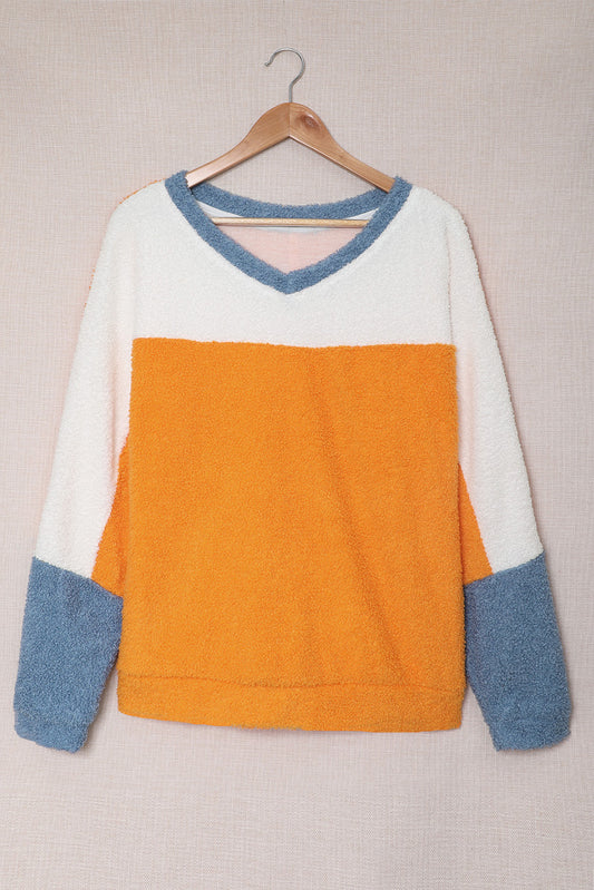 Color Block Sherpa Pullover