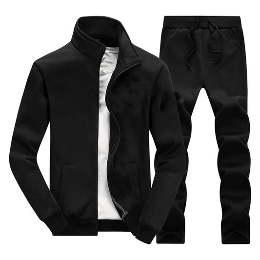 Men Autumn Zipper Jackets+Pants Set