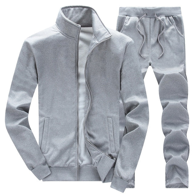 Men Autumn Zipper Jackets+Pants Set