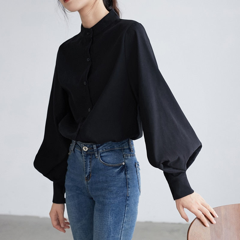 Big Lantern Sleeve Blouse Women Autumn