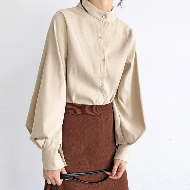 Big Lantern Sleeve Blouse Women Autumn