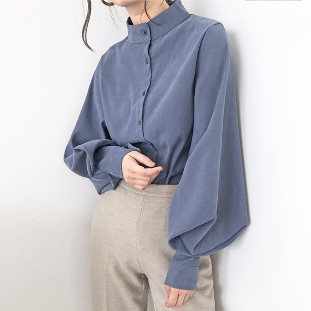 Big Lantern Sleeve Blouse Women Autumn