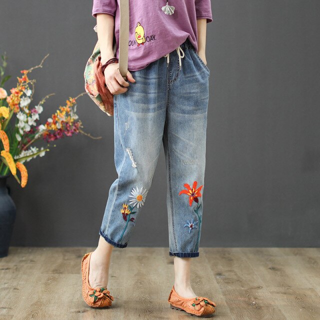 Fashion Summer Ladies Elastic Jeans