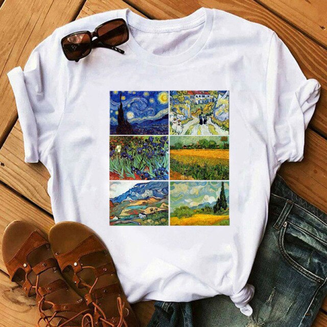 Tshirt Van Gogh Art Tee Shirts Fashion Women