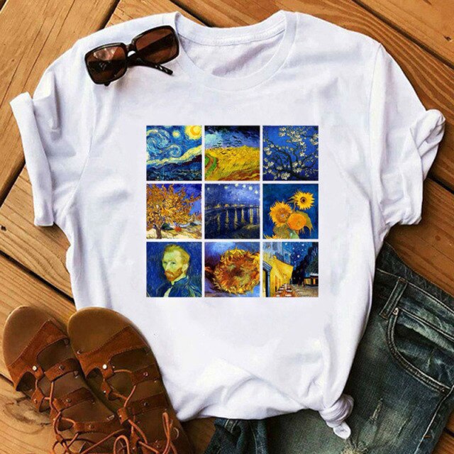 Tshirt Van Gogh Art Tee Shirts Fashion Women