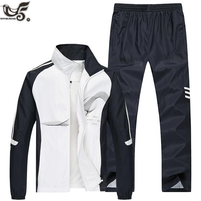 Men Two Piece Clothing Sets Casual Jacket+Pant