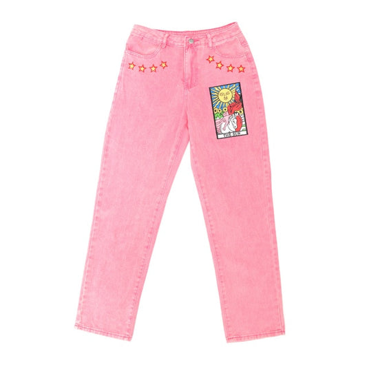 Womens Jeans Star Cartoons Printed