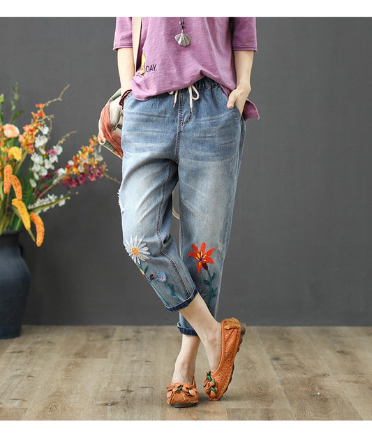 Fashion Summer Ladies Elastic Jeans