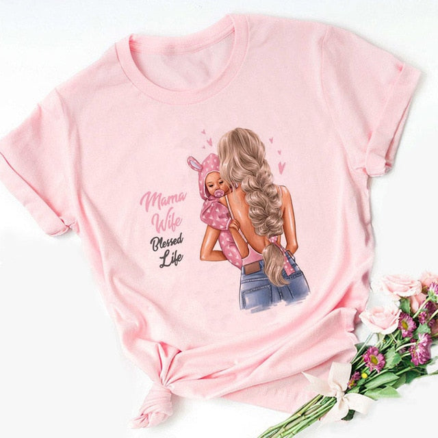 T shirt Women Mother's Love Print