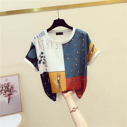 2021 Summer Tops Vintage Print Loose T Shirt