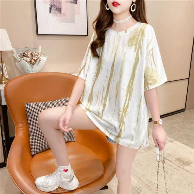 Women Striped Oversized Tshirt Fashion