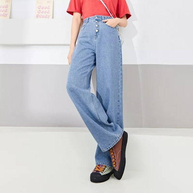 Jeans Women Cotton Wide Leg Pants