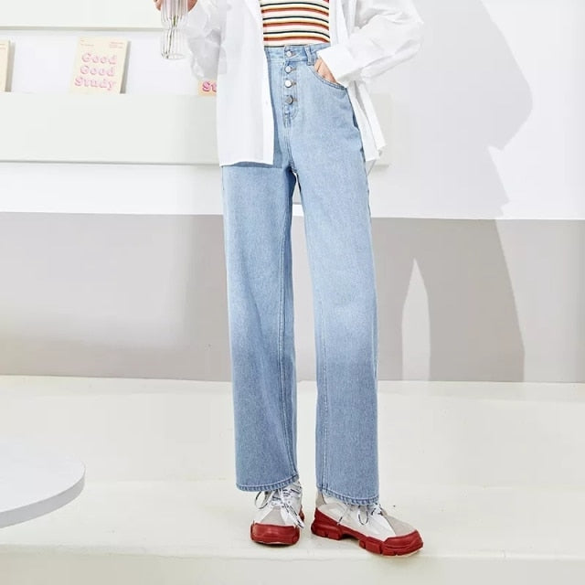 Jeans Women Cotton Wide Leg Pants