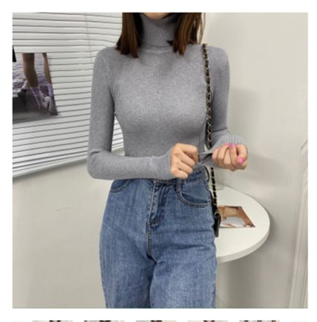 Women Turtleneck Sweaters Autumn