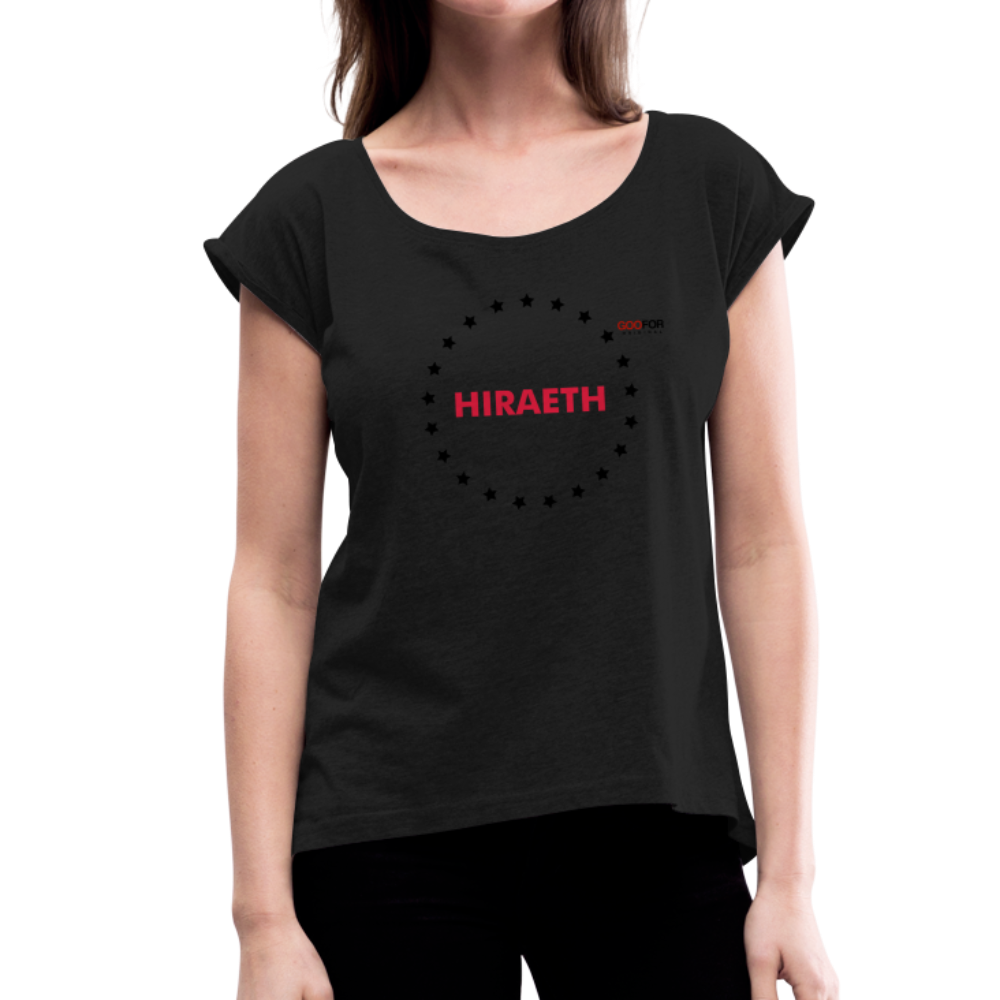 Women’s T-Shirt with rolled up sleeves - black