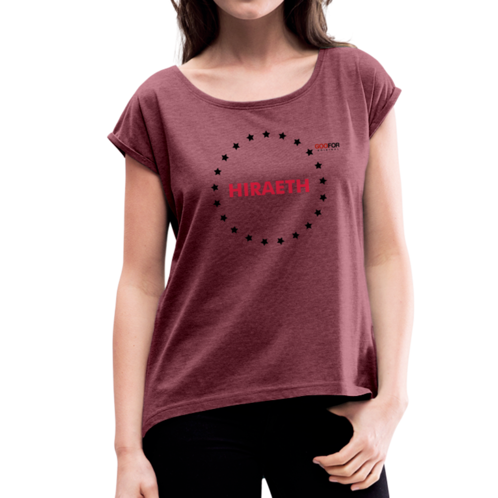 Women’s T-Shirt with rolled up sleeves - heather burgundy