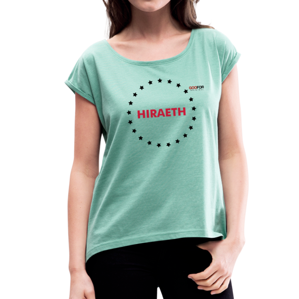 Women’s T-Shirt with rolled up sleeves - heather mint