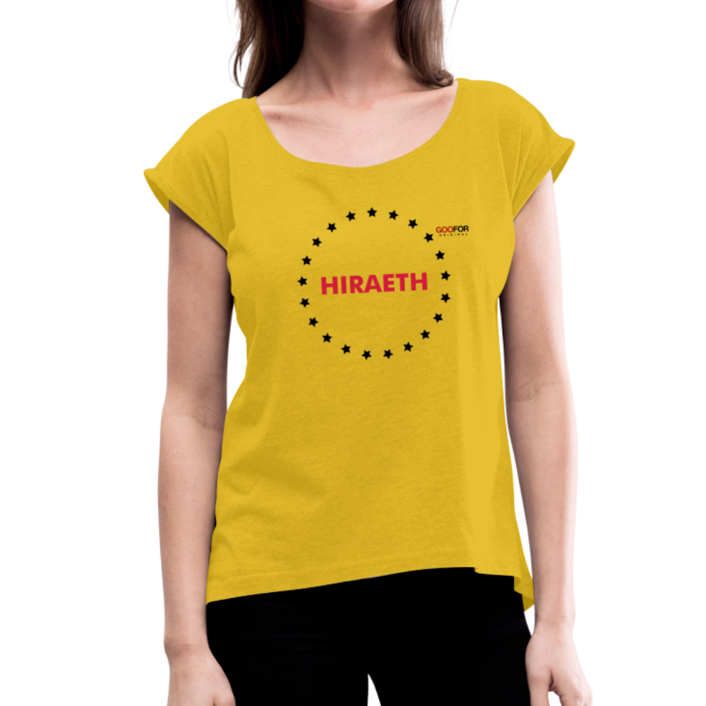 Women’s T-Shirt with rolled up sleeves - mustard yellow